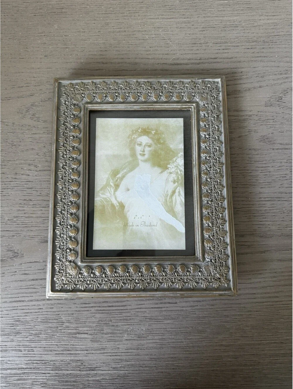 Vintage Gold Brushed Silver Metal Ornate Picture Photo Frame Made In India 4x6
